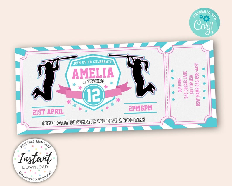 Ninja Warrior Ticket Birthday Invitation Ninja Warrior Etsy