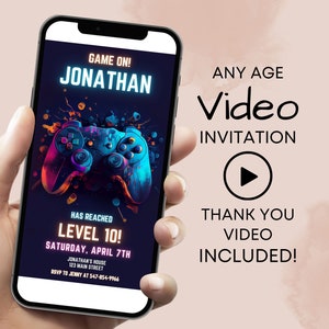 Invito mobile per videogiochi, Invito di compleanno video, Invito di compleanno arcade, Invito di compleanno del giocatore, Invito di gioco su video, Gioca