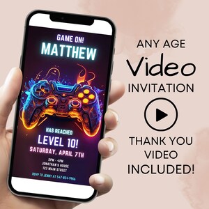 Invito mobile per videogiochi, Invito di compleanno video, Invito di compleanno arcade, Invito di compleanno del giocatore, Invito di gioco su video, Gioca