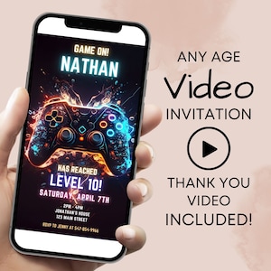 Invito mobile per videogiochi, Invito di compleanno video, Invito di compleanno arcade, Invito di compleanno del giocatore, Invito di gioco su video, Gioca