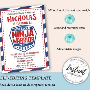 Ninja Warrior Birthday Invitation,ninja Warrior Birthday, Ninja Warrior ...