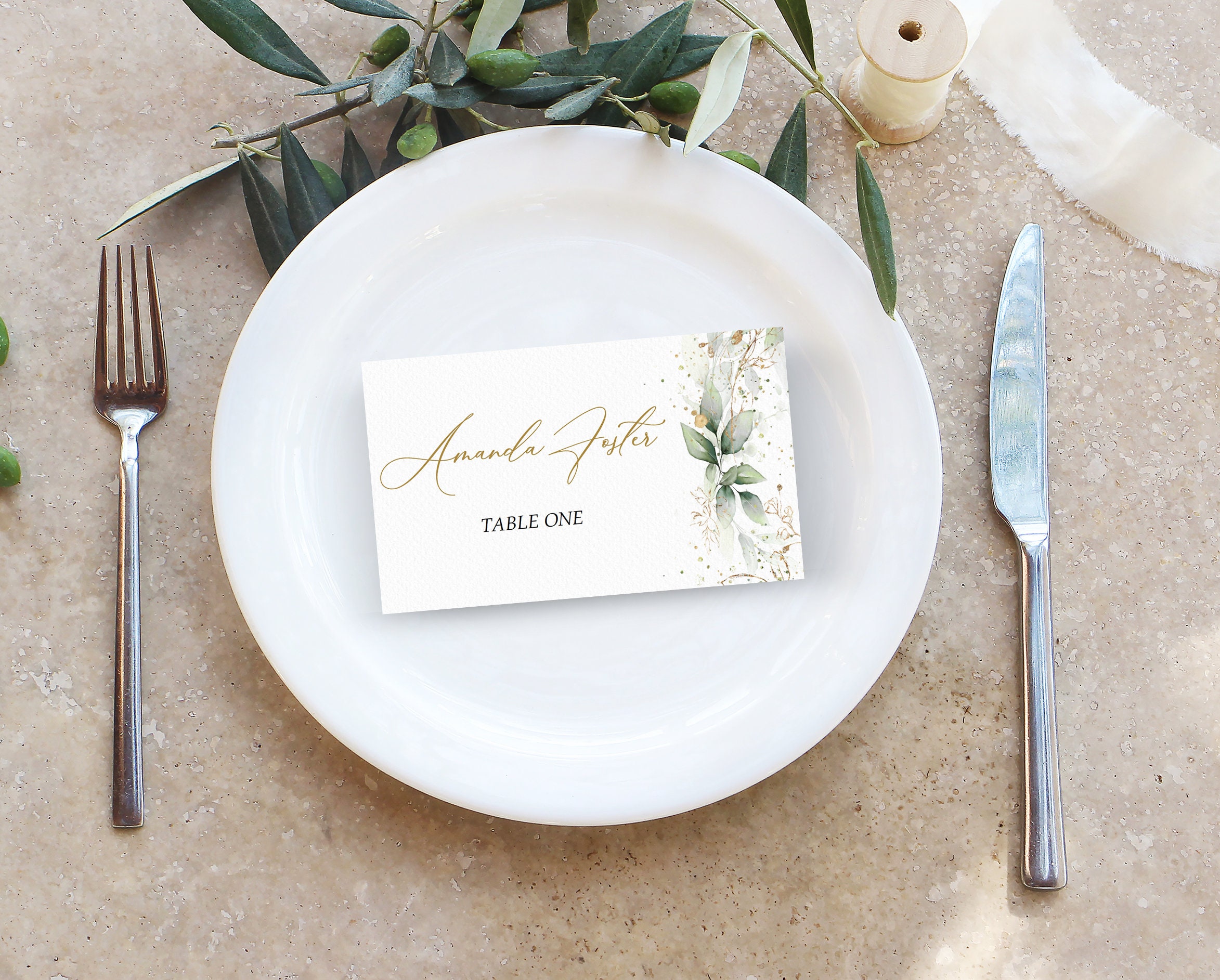 Editable Place Card Table Place Card Greenery Card Table Etsy