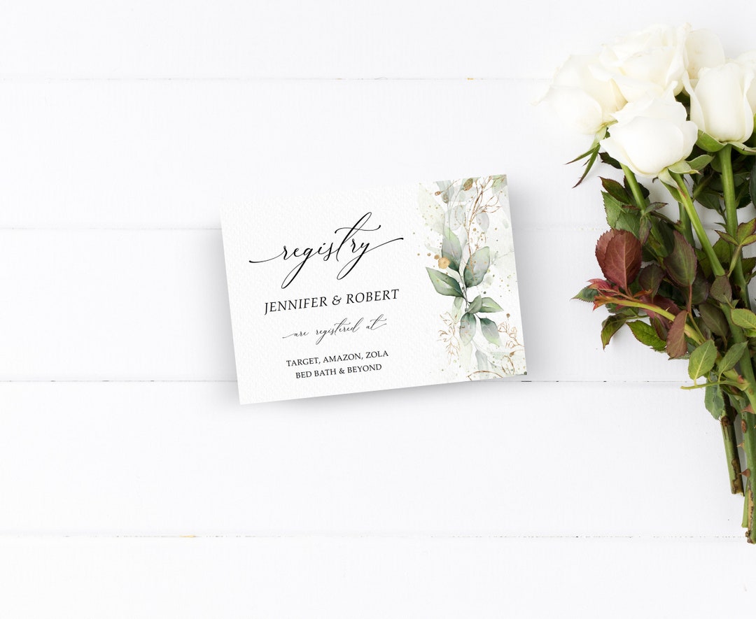 Wedding Registry Card Template, Registry Card, Greenery Registry Card ...