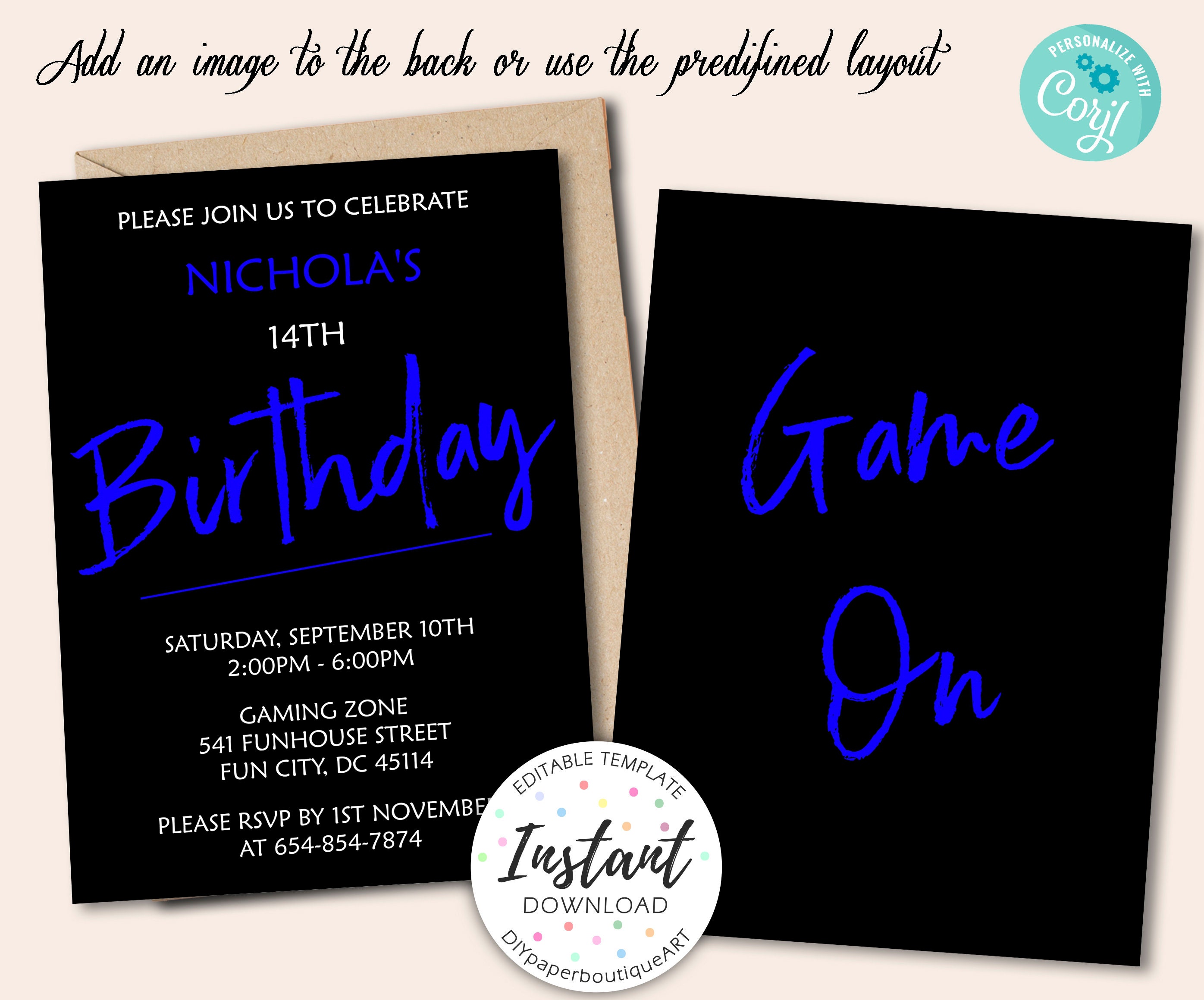 Teen Boy Birthday Party Invitation Template Tween Birthday - Etsy