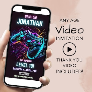Invito mobile per videogiochi, Invito di compleanno video, Invito di compleanno arcade, Invito di compleanno del giocatore, Invito di gioco su video, Gioca