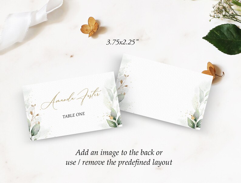 Editable Place Card Table Place Card Greenery Card Table Etsy
