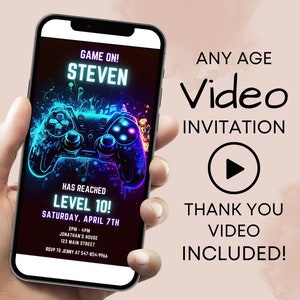 Invito mobile per videogiochi, Invito di compleanno video, Invito di compleanno arcade, Invito di compleanno del giocatore, Invito di gioco su video, Gioca