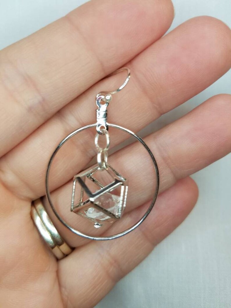 Caged crystal necklace and earring set