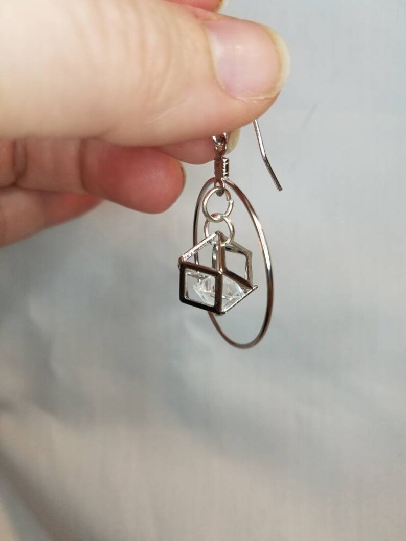 Caged crystal necklace and earring set