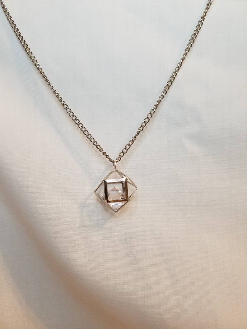 Caged crystal necklace and earring set