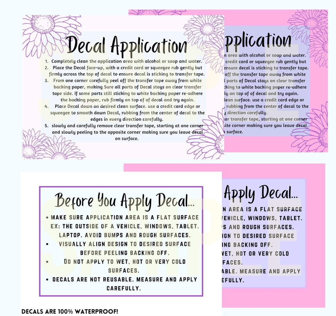 Application Form Decal Printable How to Apply Decal Instructions Png| Before Decal Application ...