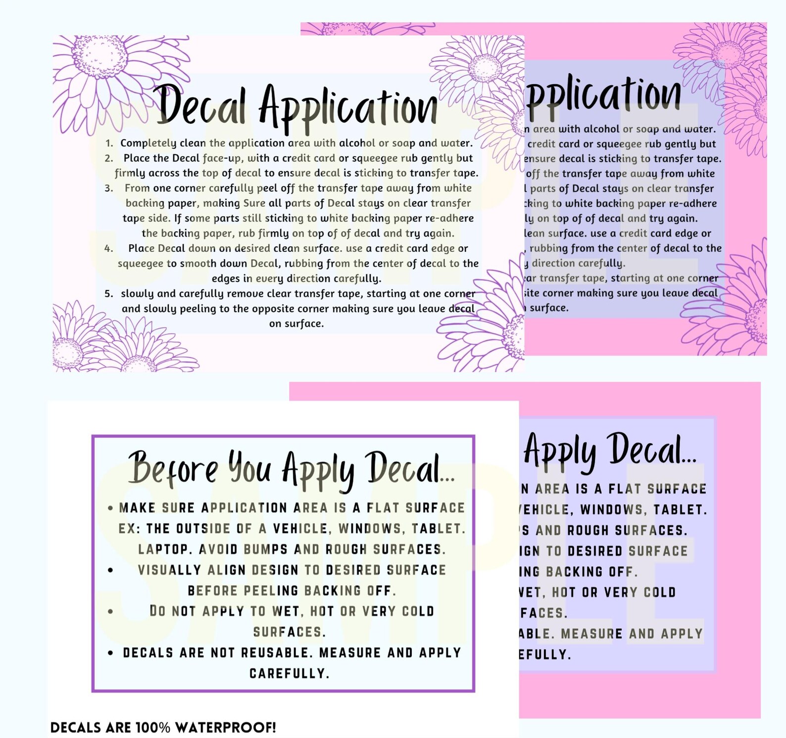 Printable How to Apply Decal Instructions Png| Before Decal Application ...