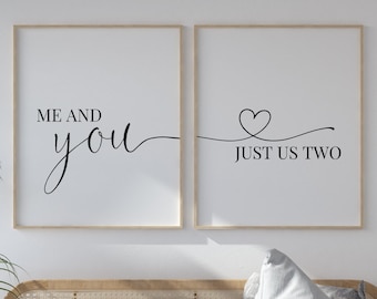 Me And You Just Us Two Prints, Set of 2 Prints, Wall Prints, Home Decor, Wall Poster, Grey Prints, Room Inspo, Love Heart Print, Couples