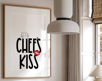 Chefs Kiss Print Chef Prints Wall Art Prints for Kitchen Gallery Wall Bright Colourful Kitchen Prints Retro Kitchen