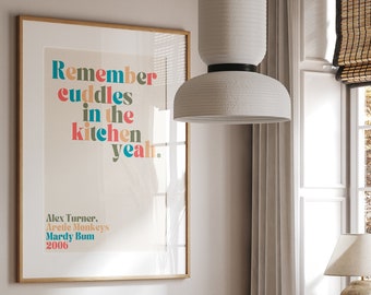 Remember Cuddles In The Kitchen Print, Retro Kitchen Prints Wall Art Prints for Kitchen Gallery Wall Bright Colourful Kitchen Prints