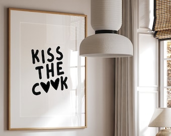 Kiss The Cook Print Chef Prints Wall Art Prints for Kitchen Gallery Wall Bright Colourful Kitchen Prints