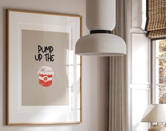 Pump Up The Jam Print, Retro Kitchen Prints Wall Art Prints for Kitchen Gallery Wall Bright Colourful Kitchen Prints