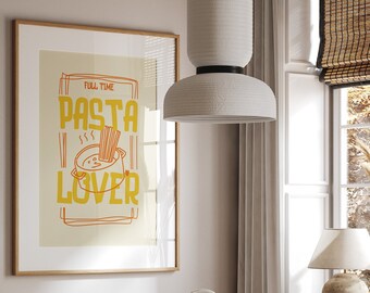 Pasta Lover Print Chef Prints Wall Art Prints for Kitchen Gallery Wall Bright Colourful Kitchen Prints Trendy Retro Kitchen