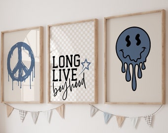 Boys Bedroom Prints, Boys Bedroom Decor, Boys Monochrome Prints, Long Live Boyhood Print, Boys Will Be Boys Print, Boys Bedroom Decor