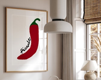 Picante Print, Retro Kitchen Prints Wall Art Prints for Kitchen Gallery Wall Bright Colourful Kitchen Prints Chilli Print Chilli Kitchen Art