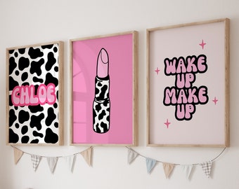 Girls Bedroom Prints, Cow Themed Prints, Pink Bold Prints, Girls Bedroom Decor, Pink Prints, Quirky Prints, Kids Prints, Girls Wall Art