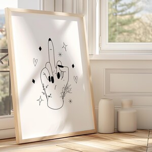 Middle Finger Line Art Print