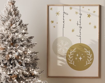 Merry Christmas Print, Modern Christmas Wall Art, Festive Print, Christmas Wall Poster, Xmas Print, Festivity Print, Sage Green Prints