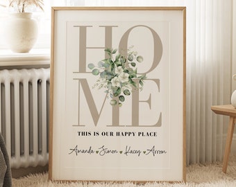 Personalised Home Eucalyptus Print, Housewarming Gift, Home Print, Personalised Print, Home Decor, Floral Home Print, Eucalyptus Print Decor