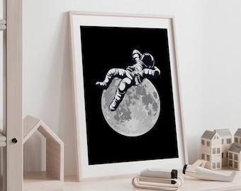Astronaut Print Space Print Space Decor Spaceman Boys Bedroom Print Boys Room Decor Kids Room Prints Boys Wall Art