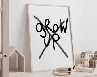 Boys Bedroom Prints, Boys Personalised Bedroom Decor, Boys Monochrome Prints, Grow Up Print, Boys Will Be Boys Print, Boys Bedroom Decor