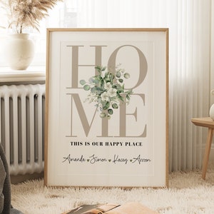 Personalised Home Eucalyptus Print, Housewarming Gift, Home Print, Personalised Print, Home Decor, Floral Home Print, Eucalyptus Print Decor
