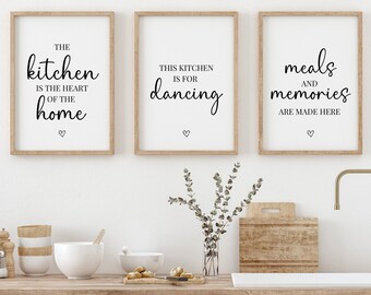 Set of 3 Kitchen Prints, Kitchen Print, Kitchen Decor, Set of 3 Art, Wall Poster Set of 3, Grey Prints, Home Decor, Wall Prints, Home Art