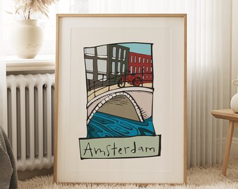 Amsterdam Houses Print, Amsterdam Wall Art, Amsterdam Line Art, Line Drawing, Line Print, Amsterdam Houses, Amsterdam Gift