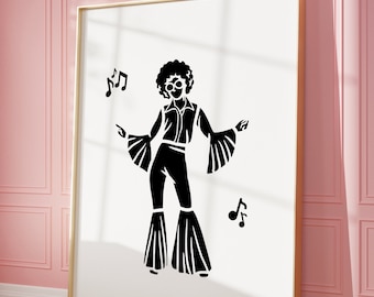 Rhythm Is A Dancer Print, Retro Cherry Disco Ball Print, Funky Wall Prints, Funky Retro Prints, Quirky Wall Art, Wall Print, Disco Ball