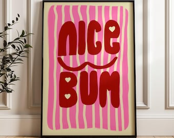 Impresión de trasero bonito, arte de pared con cita retro, impresión de cita divertida, póster retro, impresión de palabrotas, arte moderno para el hogar, póster de moda, decoración de baño