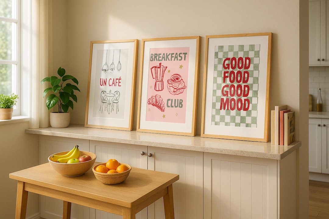 kitchen wall art set retro pie vintage printable... Kitchen Set of 3 Prints, Retro Kitchen Prints Wall Art Prints for ...