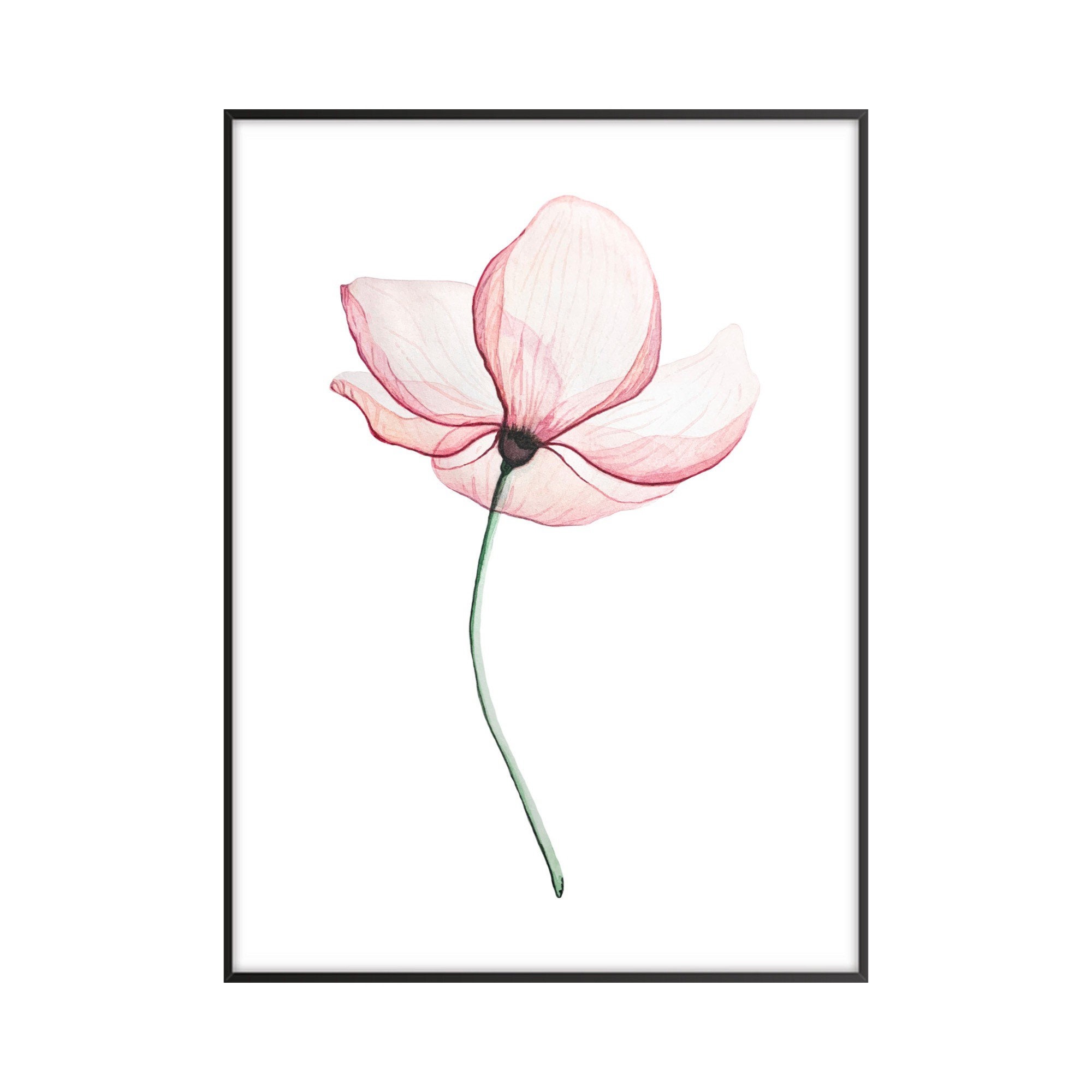 Pink Flower Print Pink Watercolour Flower Poster Pink Etsy