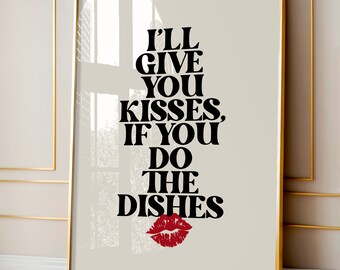 Kisses Dishes Print Chef Prints Wall Art Prints for Kitchen Gallery Wall Bright Colourful Kitchen Prints