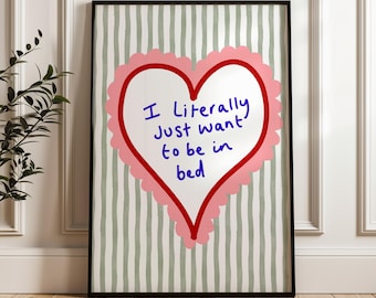 Bedroom Decor Print, Retro Quote Wall Art, Funny Quote print, Retro Poster, Early Night Print Modern Home Art Trendy Poster Stripe Decor Bed