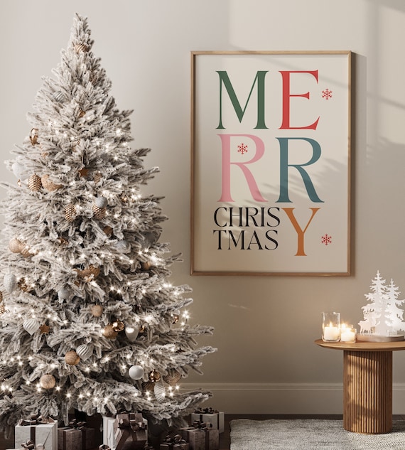 Merry Christmas Print, Christmas Print, Christmas Decor, Festive Poster, Winter Print, Christmas Art, Christmas Poster, Sleigh Poster