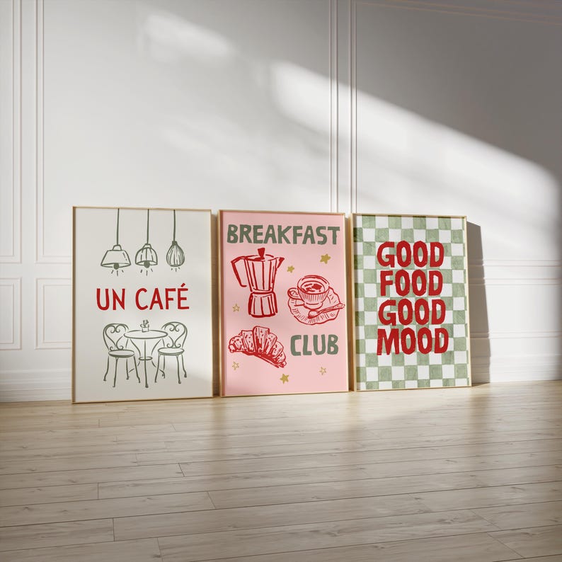beige kitchen prints, dining room prints, set of 3,... Kitchen Set of 3 Prints, Retro Kitchen Prints Wall Art Prints for ...