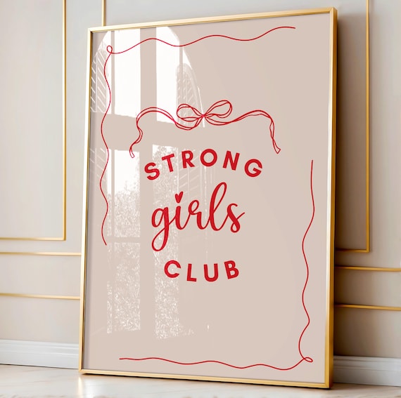 Strong girls club poster - coquette prints - coquette preppy - preppy pink prints - trendy home decor - modern room inspo - art prints