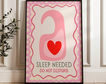 Bedroom Decor Print, Retro Quote Wall Art, Funny Quote print, Retro Poster, Sleep Club Print Modern Home Art Trendy Poster Stripe Decor