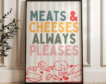 Impresión colorida de cocina, impresiones de cocina retro, impresiones de arte de pared para la pared de la galería de cocina, impresiones de cocina de colores brillantes, rosa, verde, lindo dec