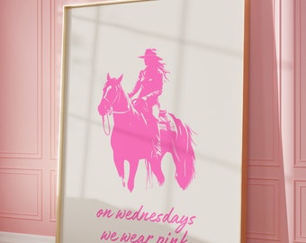 Cowgirl Print, Quirky Prints, Bright And Bold Pink Prints, Pastel Prints, Western Decor, Pink Cowgirl Prints, Pink Decor, Trendy Art