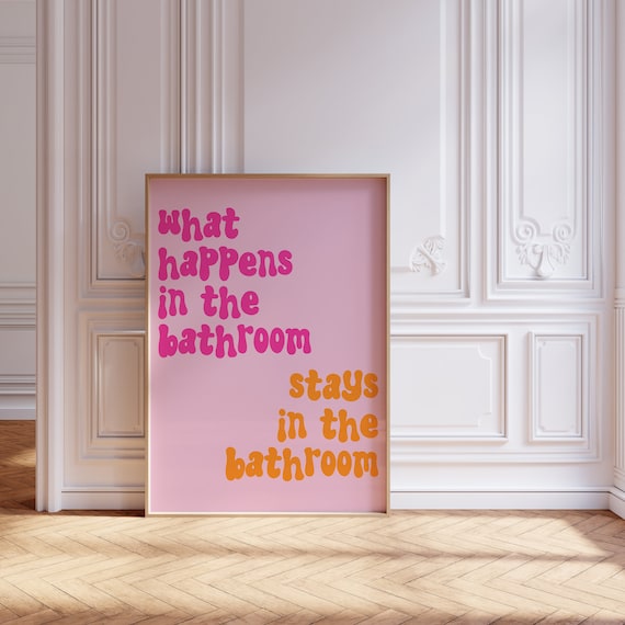What Happens In The Bathroom Print, Bathroom Print, Funny Bathroom Print, Toilet Humour Print, Bathroom Decor, Retro Bathroom, Quirky