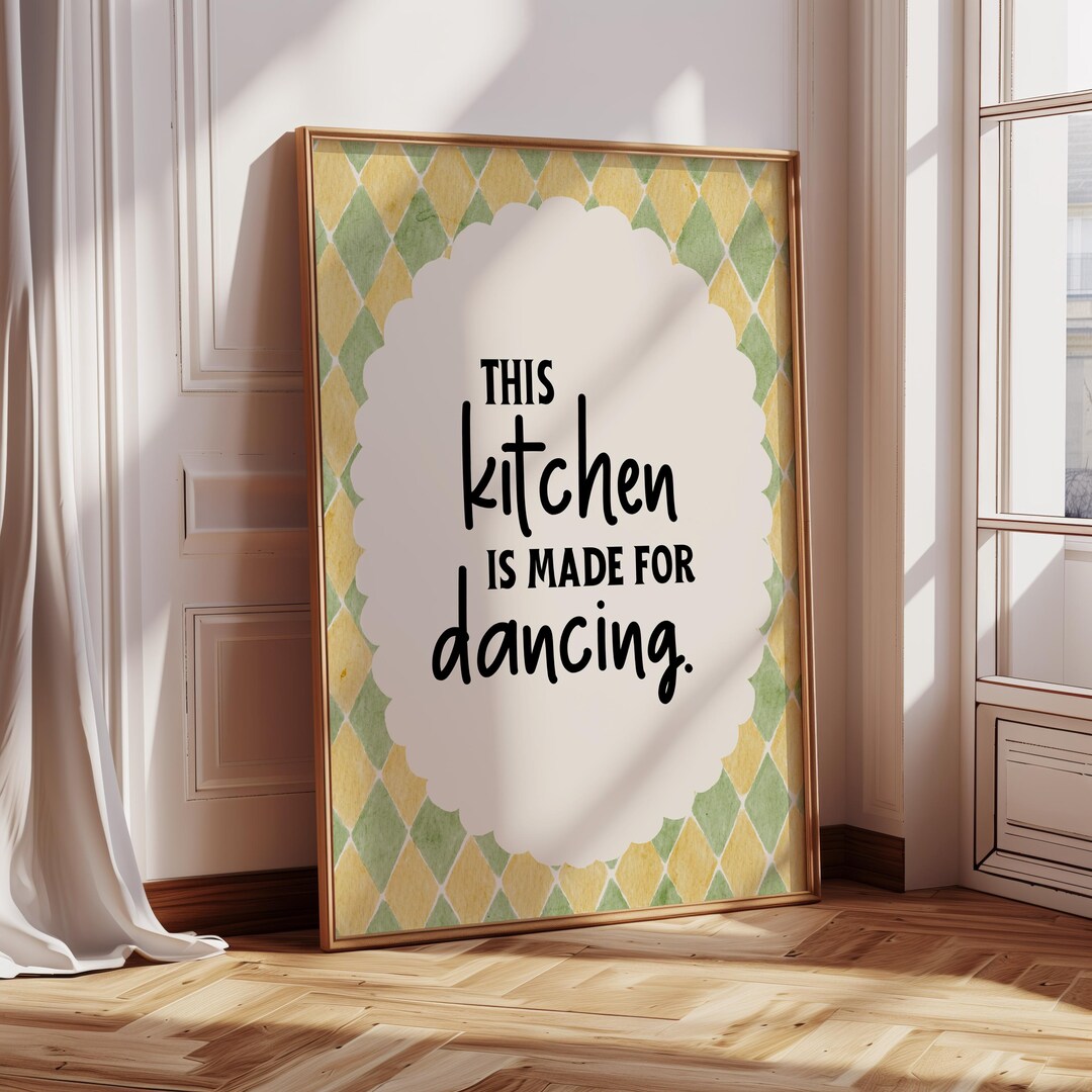 kitchen wall art set of 6 fun foodie prints this... This Kitchen is for Dancing Print, Kitchen Poster, Modern Kitchen Decor ...