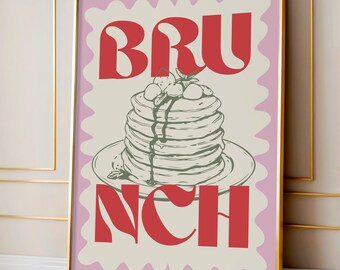 Brunch Print Chef Prints Wall Art Prints for Kitchen Gallery Wall Bright Colourful Kitchen Prints Quirky Kitchen Retro Breakfast Pancakes
