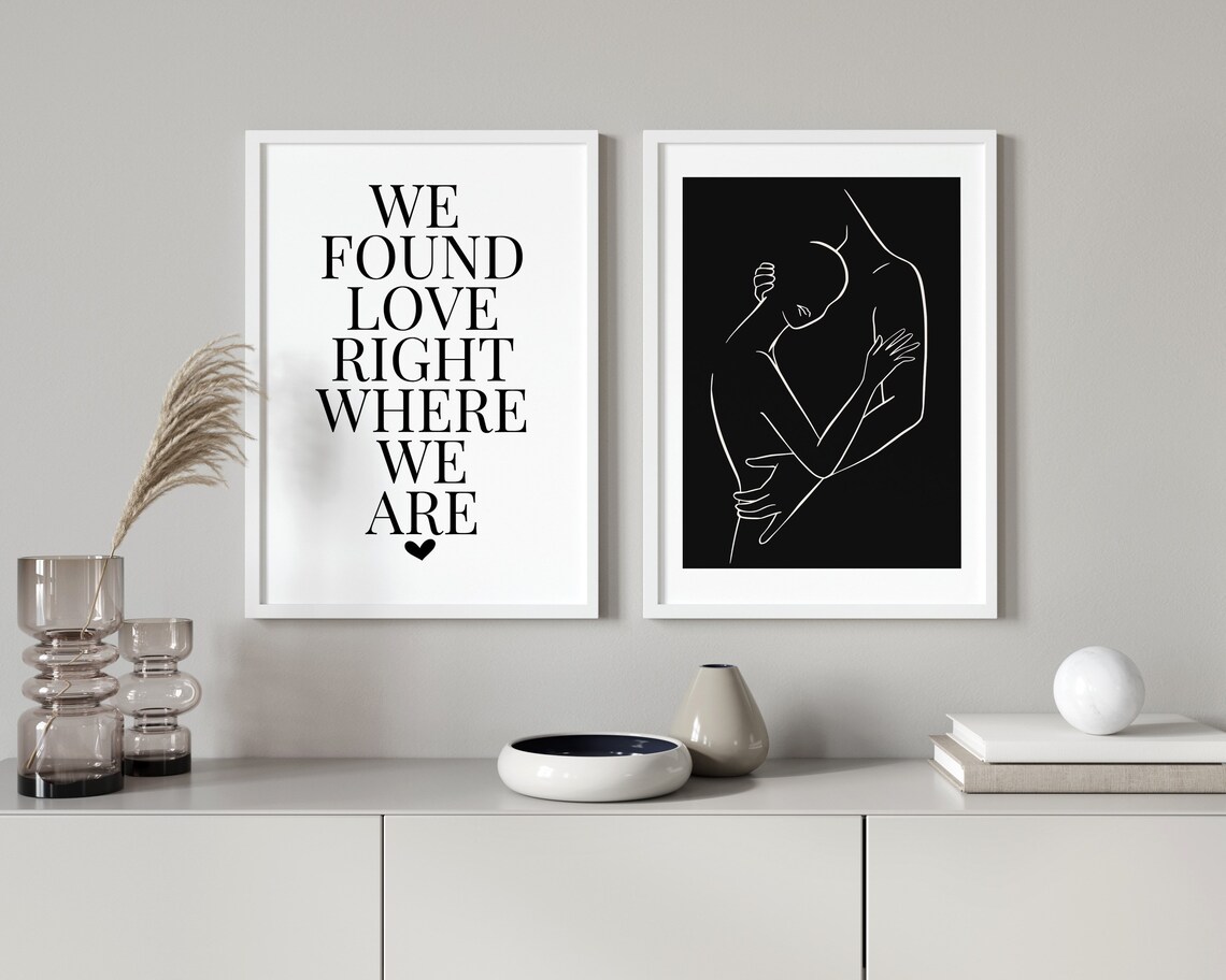 We found love right where we are set of 2 prints bedroom etsy