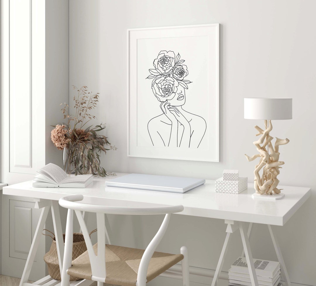 Woman Line Art Print One Line Art Print Minimalist Wall - Etsy UK